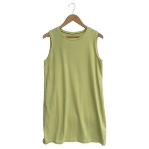 Eileen Fisher Dress Womens M Cotton Sleeveless Round Neck Tank Minimalist Green